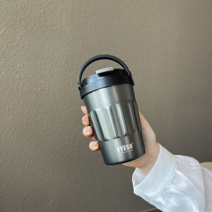 I know TYESO Portable 304 Stainless Steel Insulated Coffee Cup with Handle - High-Quality Outdoor Travel Mug for Car Use and Daily Life