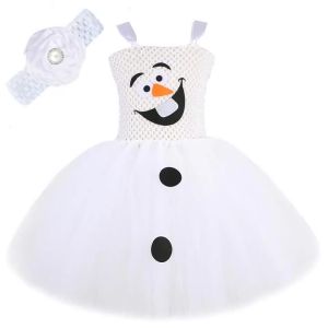 Snowman Costume for Toddler Girls Christmas Halloween Holiday Fancy Clothes White Snow Man Cosplay Kids Cartoon Tutu Dress2026