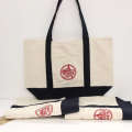 Large Size Dark Green/blue/red Embroidered Logo Same style Handmade Trader Joes Canvas Tote Reusable Street Bag 20x14x6" (Non). 