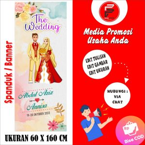 Spanduk Wedding / Banner Pernikahan / Banner Wedding / Spanduk Ukuran 60 x 160 cm