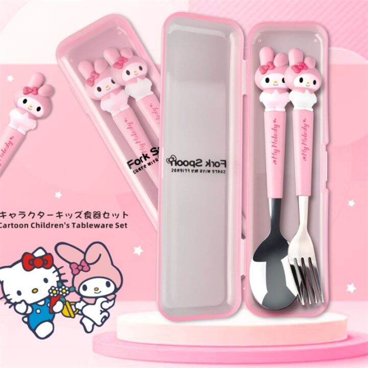 【Baby Bear Shop】2pcs Stainless Steel Spoon Forks Cinnamoroll Melody ...