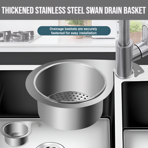 Thickened Stainless Steel Swan Drain Basket Sink Dry Wet Separation Drain Rack Swan Colander Sponge Holder