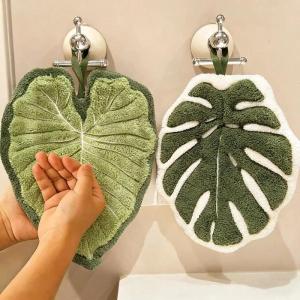 Leaf Hand Towel Absorbent Kitchen Towel Soft Towel Bathroom Accessories Hanging Towels Handkerchief Towels Home Wash Hand Towels