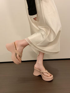 [Free Shipping] Fashionable Wedge Heel Flip-Flops For Women 2026 New Summer Style Versatile Non-Slip And Height-Increasing Sandals For Outdoor Wear