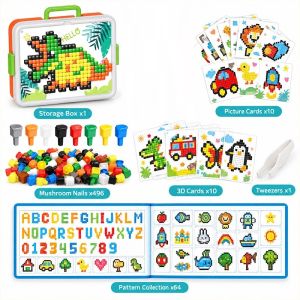 3D Mushroom Peg Puzzle Toy Educational Early Learning Toy for Boys and Girls Develops Focus