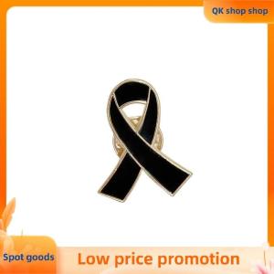 ✨QK shop✨ 1 5 10Pcs Black White Ribbon Brooch Funerals Memorial Pin For Woman Men Metal Ribbon Mourning Badge Suit Dress Shirt Accessories
