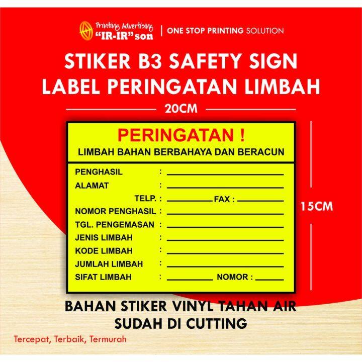 Stiker B3 Safety Sign Label Peringatan Limbah B3 Lazada Indonesia