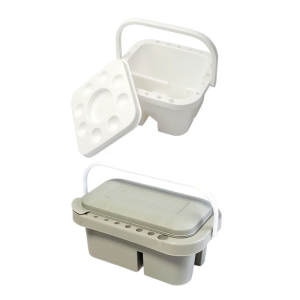 ถังสำหรับทำความสะอาดแปรงหลายชั้นแบบมือถือสำหรับศิลปินนักเรียนการตกแต่งภายในที่เรียบเนียนสารไม่เป็นพิษเป็นแบบอย่างสำหรับการเดินทางสตูดิโอโรงเรียน