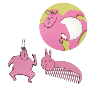 Gương Thỏ màu hồng ngộ nghĩnh và phụ kiện Acrylic dễ thương Bộ lược vật liệu acrylic móc khóa dễ thương để trang điểm và trang tạo kiểu tóc