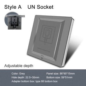 TEP Wall Hidden Socket Waterproof Outlet IP55 86 Type Concealed Embedded Wall Socket Depth Adjustable Household Two Gear Adjustable Socket