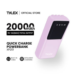 TYLEX XP201 Portable Power Bank 20000mAh with Built-in Type-C Lightning Micro USB & USB Cables 4 Outputs 3 Inputs and LED Display for iphone & Android