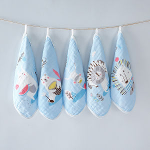 ผ้าเช็ดหน้าสาลู ผ้าเช็ดหน้าเด็กอนุบาล ผ้าเช็ดหน้าเด็กผ้าฝ้าย100% ชุด 5 ชิ้น 30*30cm