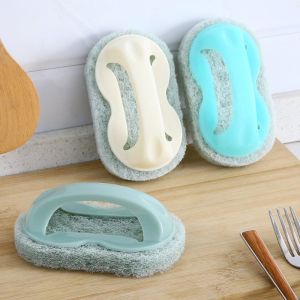 Bàn Chải Bọt Biển Lau Chùi Cọ Rửa Nhà Tắm Nhà Bếp Tay Cầm Đa Năng Tiện Lợi
