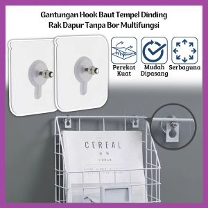 Gantungan Hook Baut Tempel Dinding Rak Kamar Mandi Dapur Cantolan Jam Bingkai Foto Lukisan / Perekat Tanpa Bor Serbaguna - FR GALLERY