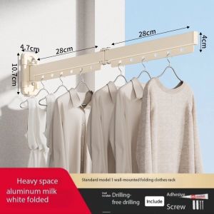 Retractable Clothes Towel Drying Rack Balcony Indoor Folding Wall Mounted Hanger Telescopic Rotation