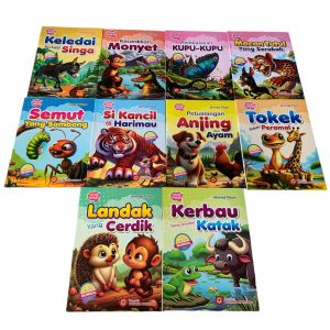 BUKU DONGENG SERI FABEL INSPIRATIF (A5) FULL SET CERITA SERI ANAK HEWAN BERGAMBAR BILINGUAL