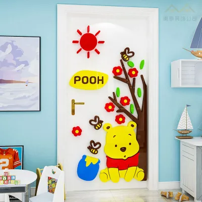 【mandao】น่ารักหมีน้อยการ์ตูนเด็กห้อง DIY ตกแต่งสติ๊กเกอร์ผนังอะคริลิ 3 มิติ