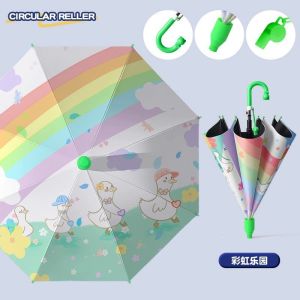 Kids Umbrella Black Coating Long Handle Cartoon Design For Children For Adults Kids Umbrella Girl Small Umbrella for Kids commuting travel outdoor work school and changing weather