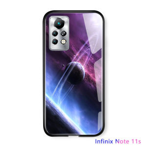 Hontinga Casing Case For Infinix Note 50 Pro Plus 50s 50x 5G Note 11S Note 11 Pro Case Fantasy Space Luxury Aurora Moon Starry Elk Casing Shockproof Galaxy Case Tempered Glass Phone Case Back Cover Casing Hard Case For Girls For Women