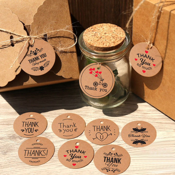 kraft paper 100pcs/lot packaging label handmade tag label thank you ...