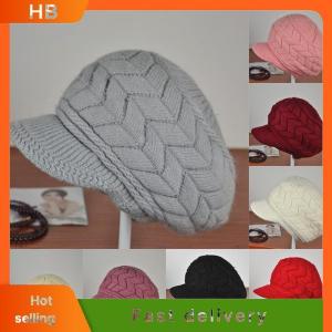 HB Women Knitted Hat Winter Warm Knitted Baggy Beret Beanie Hat Ski Hat