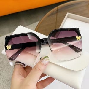 Kacamata Hitam Fashion Square Style Tanpa Bingkai Kacamata In Gradien Ocean Piece Bingkai Besar