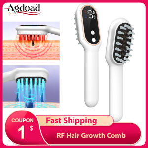 Agdoad RF Hair Growth Massage Comb Red Blue Light Therapy Hair Nourishing Applicator EMS Relax Scalp Care