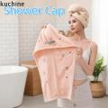 KUCHINE Phim hoạt hình Mũ tắm Dày hơn Thêu hình gấu Khăn quấn đầu Thời trang Thấm hút Áo hoodie nhanh khô Sử dụng vòi hoa sen. 
