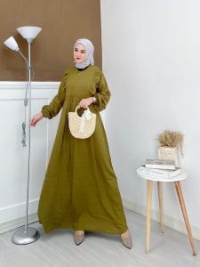 NAMIRA DRESS GAMIS POLOS WARNA MOCCA DUSTY PINK ARMY MERAH BATA LILAC HITAM UKURAN ALL SIZE