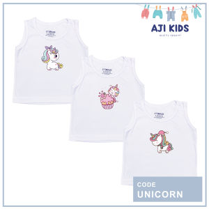 AJI 3 pcs Cotton Sando Sleeveless Tee for Babies 1-12 months "#3 Random Unicorn" Set