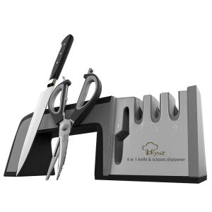 ที่ลับมีด เครื่องลับมีด แท่นลับมีด 4 in 1 ลับคมกรรไกร Knife Sharpener อุปกรณ์ลับมีด ที่ลับคมกรรไกร เอนกประสงค์ ลับคมได้ 3 ระดับ สะดวก ใบมีดคมกริ