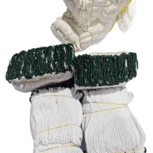 แบรนด์ถุงมือผ้าทอ รุ่น 5 ขีด/7 ขีด คุณภาพดี ผ้าฝ้ายแท้ ทอแน่น ทนทาน ระบายอากาศดี 12 คู่/แพ็ก สีขาว ขอบเขียว/ขอบเหลือง