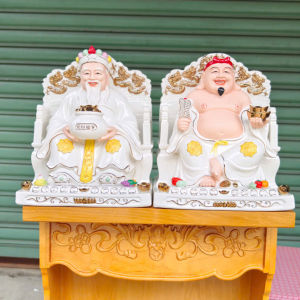 Tượng Thần Tài Thổ Địa Ngồi Ghế Bằng Sứ Đức Hóa Nhập Khẩu Cao Cấp Màu Trắng cao 29cm