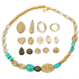 15-50ชิ้น/ล็อตภาพวาดสีทองสไตล์บาร็อคคริลิครอบรูปไข่ดอกไม้ลูกปัดชาร์มสําหรับสร้อยคอสร้อยข้อมือต่างหู DIY เครื่องประดับหัตถกรรมทําอุปกรณ์เสริม