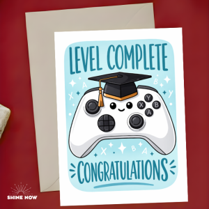 Level Complete Graduation Card Gaming Congratulations Greeting Card Gift Congrats