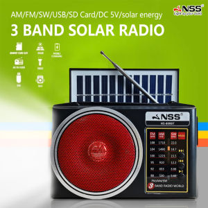 [COD]NSS Bluetooth Solar Radio fm am sale Radio with 5V 1W Solar Panel and Powerful LED Light rechargeable 3 Band Radio fm am original