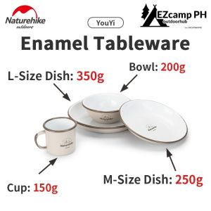 Naturehike Premium Enamel Coated Tableware Cup Dish Plate Bowl Coffee Mug Camping Outdoor Dinnerware Mug Glass Glazed Glossy Finish Elegant Utensil Nature Hike Kitchen Picnic Tools Equipment Dinnerware