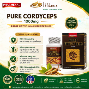 Viên Uống Đông Trùng Hạ Thảo Pharmekal Pure Cordyceps 1000mg - Hộp 60 Viên của Mỹ hỗ trợ tăng cường sức khỏe