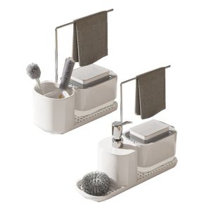 CUNXIN 3-in-1 Dish Soap Dispenser Set Detachable Multifunctional Soap Dispenser with Sponge Holder Sturdy Drain Tray Lotion Bottle Kitchen