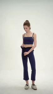 AE Cooling sports suit for women color-blocking tight-fitting naked-feel outdoor Pilates fitness cropped pants yoga outfit