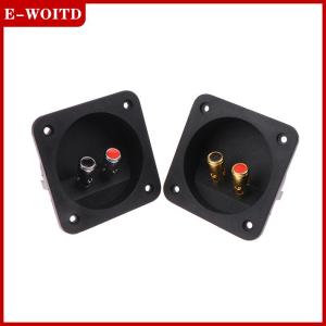 【E-WOITD】 กล่องลำโพงแผงด้านหลังช่องต่อสายไฟกล่องกลมพร้อมช่องเสียบกล้วย2ช่องเสียบสีทองซับวูฟเฟอร์ปลั๊กสเตอริโอ