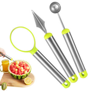 3 in 1 Stainless Steel Fruit Carving Set Melon Baller Scoop Peeler for Kitchen Salad Tool