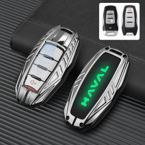 Luminous Haval Silicone Zinc Alloy Smart Car Key Fob Case Cover Chain For GWM H6 Jolion H1 H2 H9 HEV PHEV Cannon Slux and Lux Pilot Remote Shell Holder Clear TPU Buttons Protector Leather Keychain