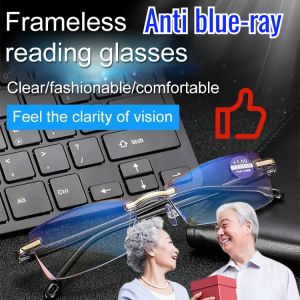 Automatic Zoom 100-400 Degree Reading Glasses 802 Dyeing Process Frameless Diamond-Cut Reading Glasses Blue Light Blocking Folding Reading Glasses-老年人老花镜