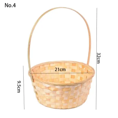 ILLUMINATED SHOP Handmade Storage Basket Kitchen Accessories Large Capacity Rattan Fruit Basket High Quality Long Handle Bamboo Flower Basket
