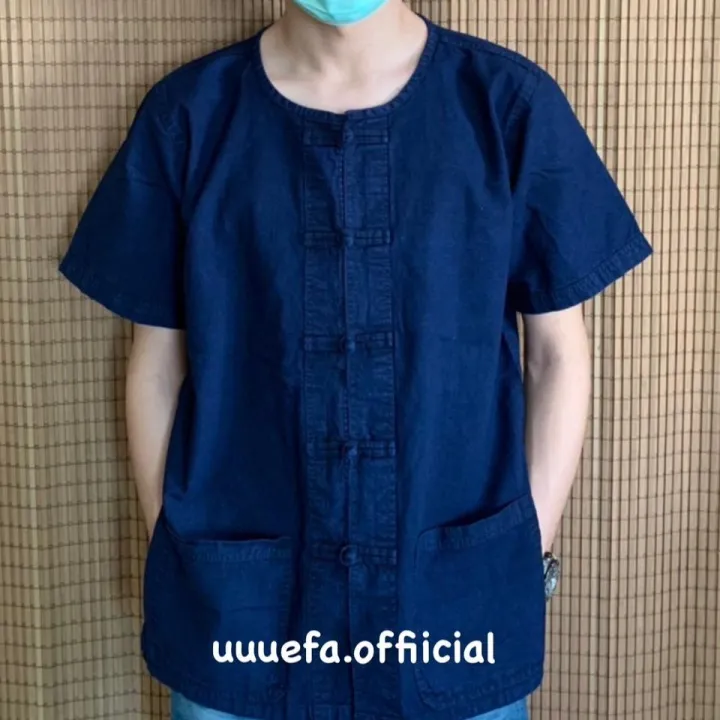 [สั่งเผื่อ1ไซส์] เสื้อม่อฮ่อม,หม้อห้อม คอกลม แขนสั้น/แขนยาว กระดุมจีน ...