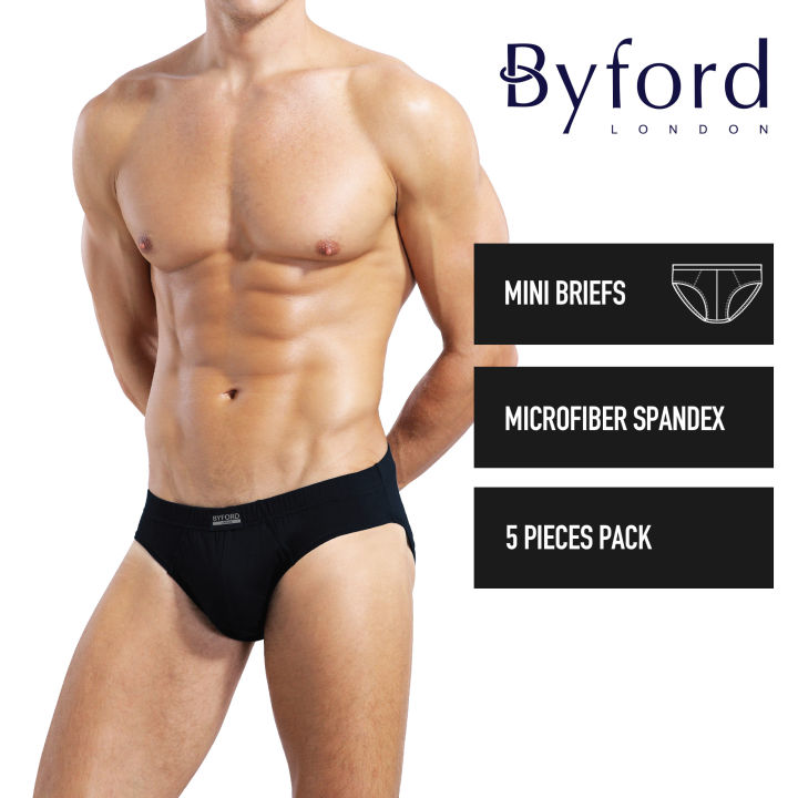 5 Pcs) Byford Mens Microfibre Spandex Mini Brief Underwear Assorted Colours  - BUD5237M