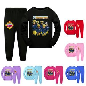 Cartoon Fireman Sam Childrens Pyjama Toddler Girls Nightwear Kids Casual Sleepwear Baby Boys Long Sleeve T Shirt Tops Pants Set2026