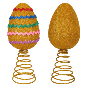 Easters Eggs Tree Toppers Decoration Gold Glittering Eggs Ornament Bright Easters Decors for Holiday Party Supplies