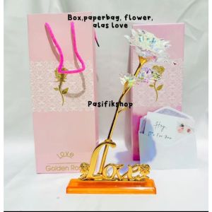 EKSLUSIFF! BOX MAWAR PINK LED BERKILAU DENGAN BOX MEWAH DAN PAPERBAG